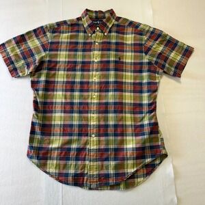 Ralph Lauren Classic Fit Plaid Short Sleeve Button Down Shirt Men's Large